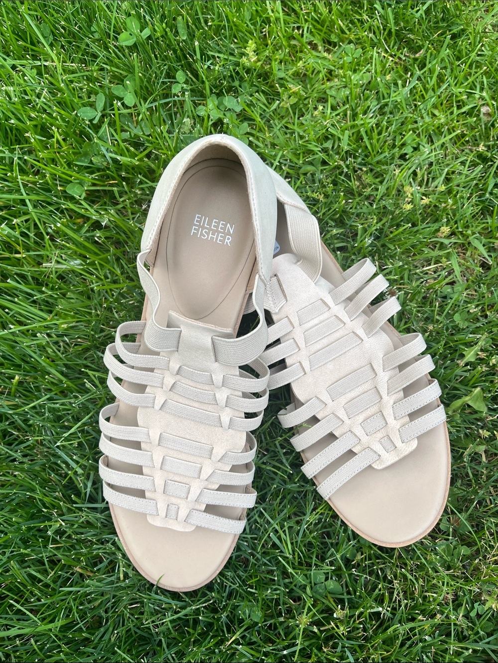 Eileen Fisher Neutral Strappy Cage Sandals 9.5